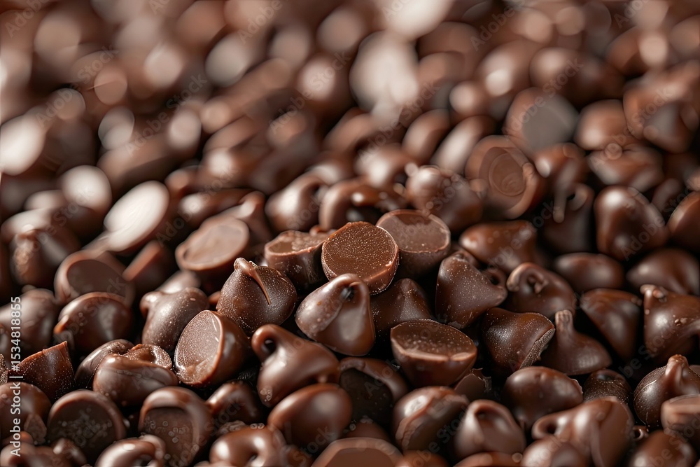 Mini Chocolate Chips Closeup of Small Chocolate Dragee on Brown Background Mini Chocolate Chips Closeup of Small Chocolate Dragee on Brown Background