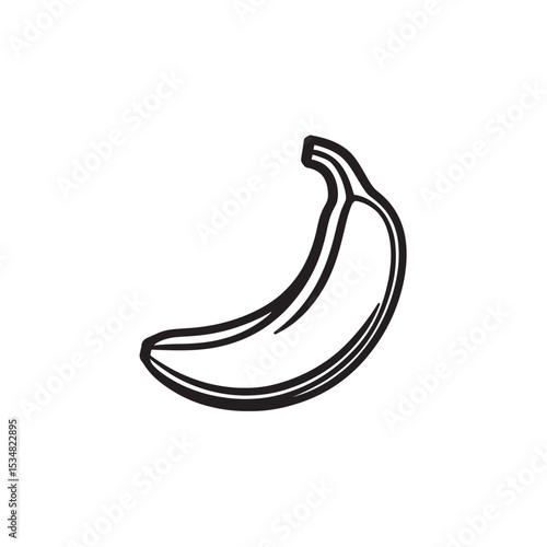 HandDrawn Banana Illustration Black Outline of Fruit Isolated on White Background