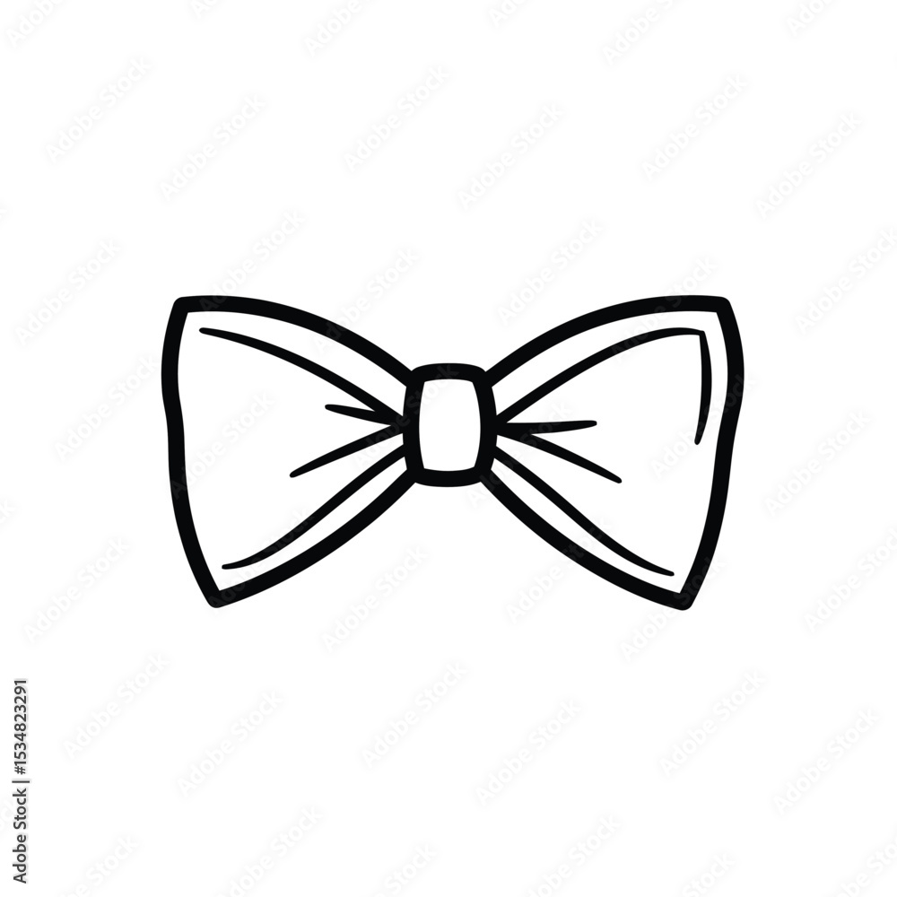 Fototapeta premium HandDrawn Black and White Bow Tie Illustration on White Background