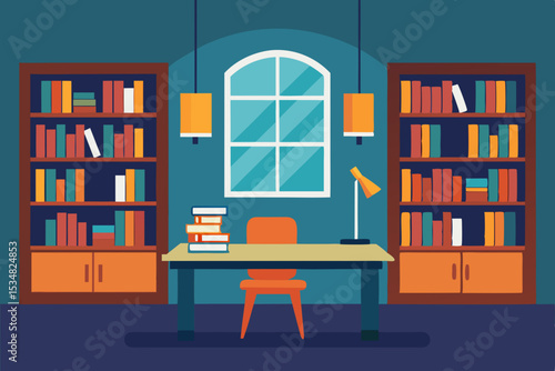 Wallpaper Mural Library in luxury home with large desk vector illustration Torontodigital.ca