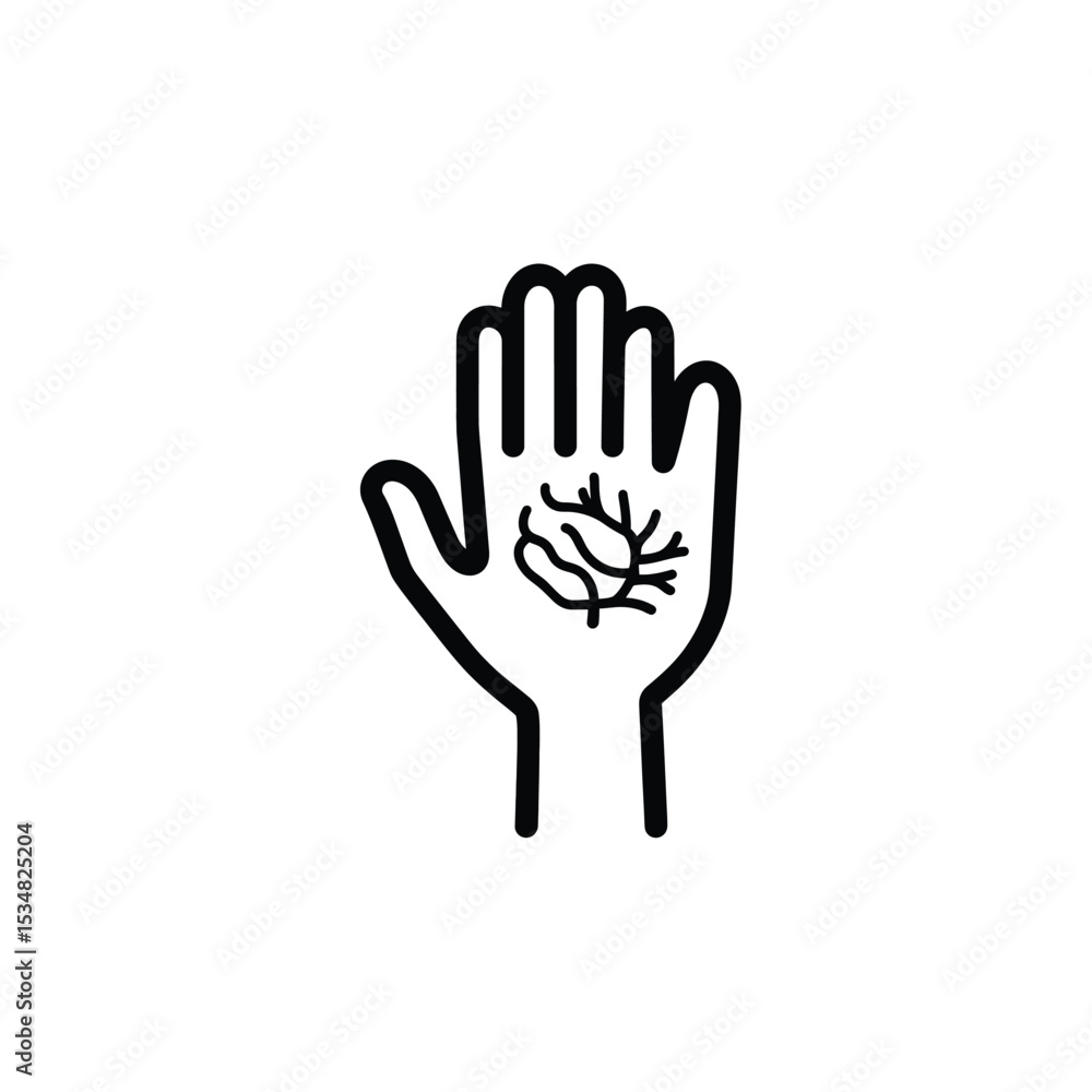 Obraz premium Icon of Human Hand Displaying Veins and Circulatory System Health Concept