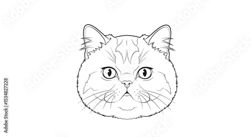 Wallpaper Mural Line Drawing of a Cat's Face Featuring Distinctive Whiskers and Expressive Eyes Torontodigital.ca