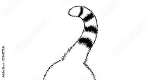 Illustration of Playful Cartoon Cat with Striped Tail in Cheerful Pose