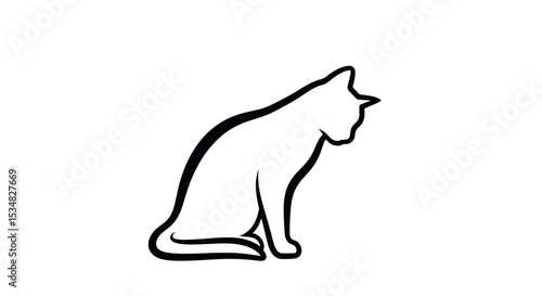 Elegant Silhouette of a Cat in Profile Position Highlighting Its Distinctive Features and Grace