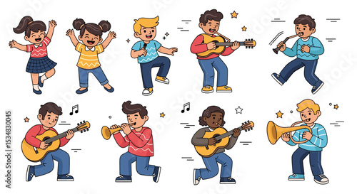 Joyful Sounds of Childhood A Pixel Art Celebration of Music and Movement