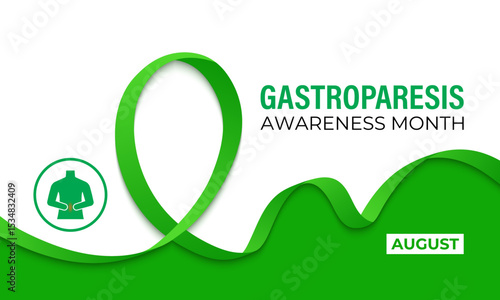August is Gastroparesis Awareness Month Support, Educate  Empower for Digestive Health. A concept for healthcare and medicine. Creating for web banner, cards, prints, social media, poster background.