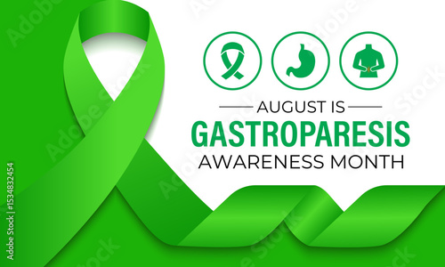 August is Gastroparesis Awareness Month Support, Educate  Empower for Digestive Health. A concept for healthcare and medicine. Creating for web banner, cards, prints, social media, poster background.