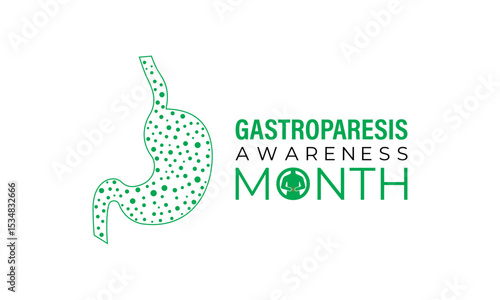 August is Gastroparesis Awareness Month Support, Educate  Empower for Digestive Health. A concept for healthcare and medicine. Creating for web banner, cards, prints, social media, poster background.