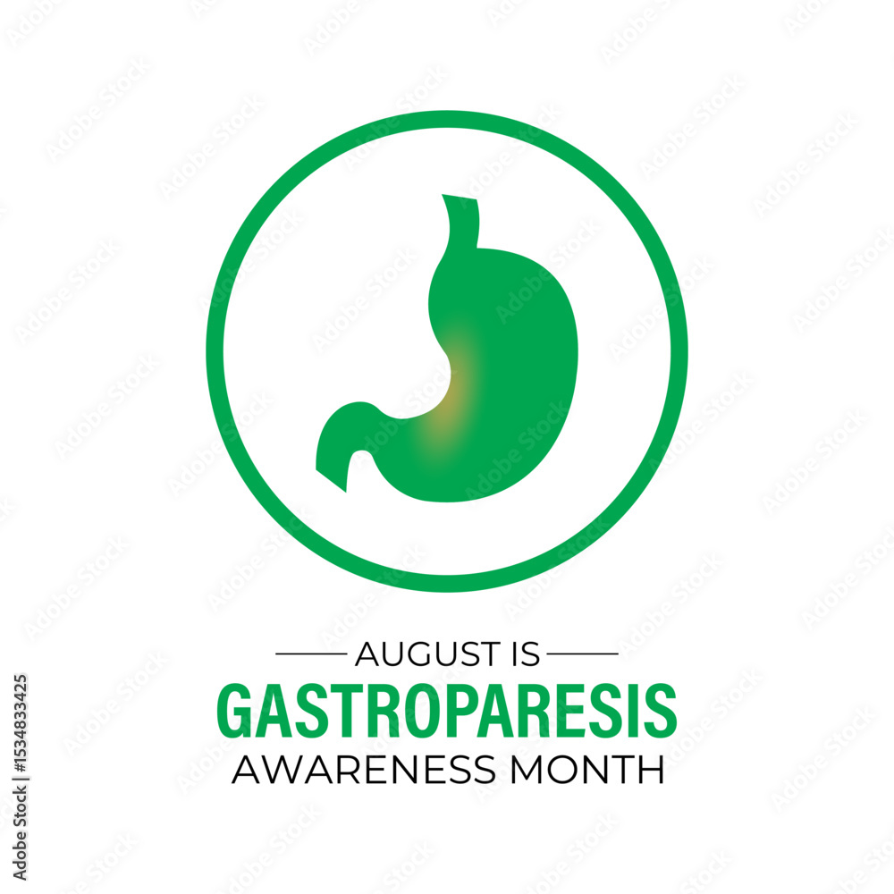 Fototapeta premium August is Gastroparesis Awareness Month Support, Educate Empower for Digestive Health. A concept for healthcare and medicine. Creating for web banner, cards, prints, social media, poster background.