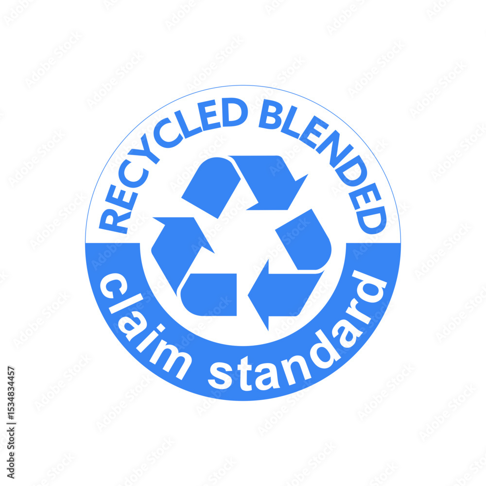 Recycled Blended Claim Standard Icon Vector Blue Recycled Blended Claim Standard Icon Vector Blue