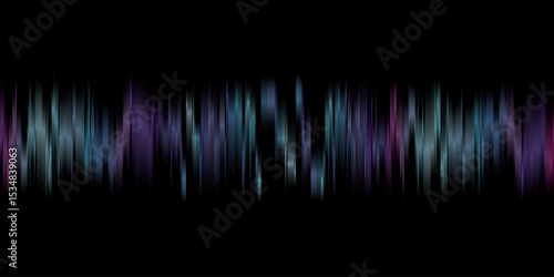 Abstract neon light blurred sound waves on black background graphic illustration.