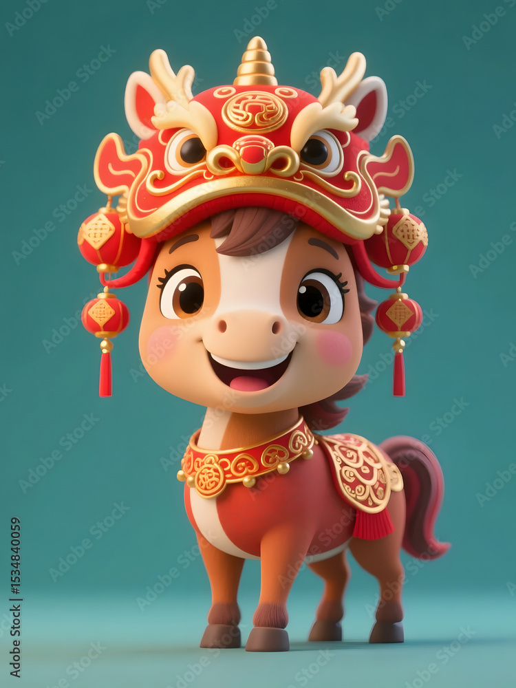 Fototapeta premium Cartoon Zodiac Horse Character Illustration for 2026