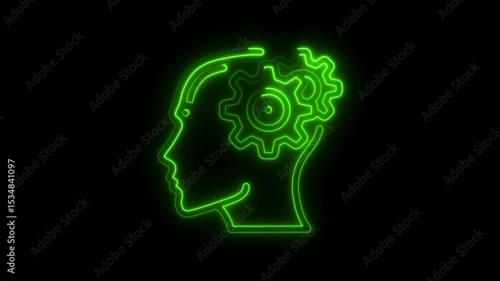 glowing neon thinking icon isolated on black background glowing neon thinking icon isolated on black background