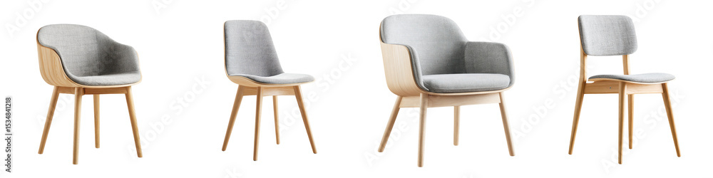 Modern minimalist gray and wood chairs Modern minimalist gray and wood chairs