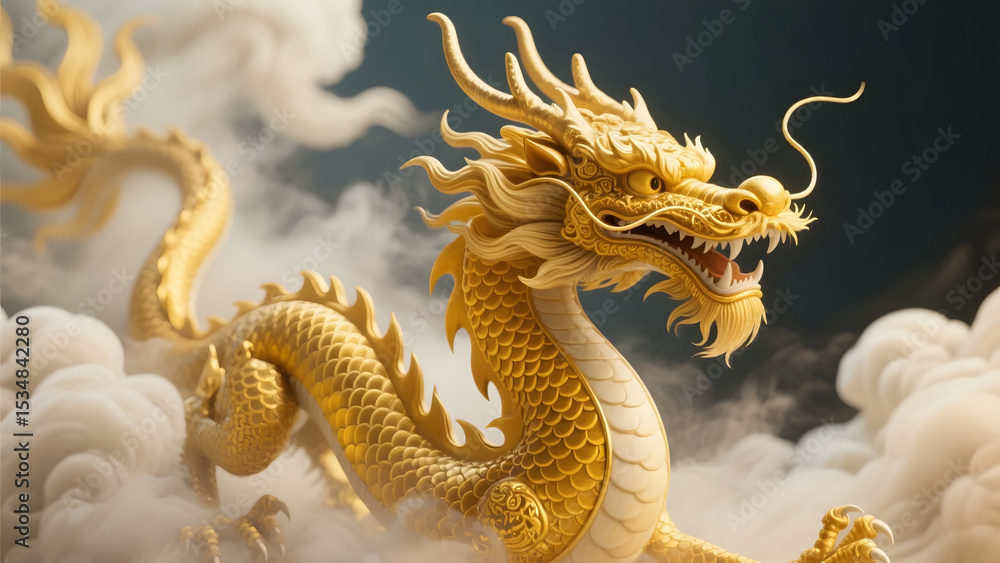 Fototapeta premium Traditional Chinese Dragon in Spring Festival Visual Poster