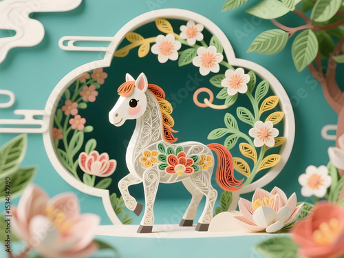 Abstract Illustration of Galloping Horse for Year of the Horse