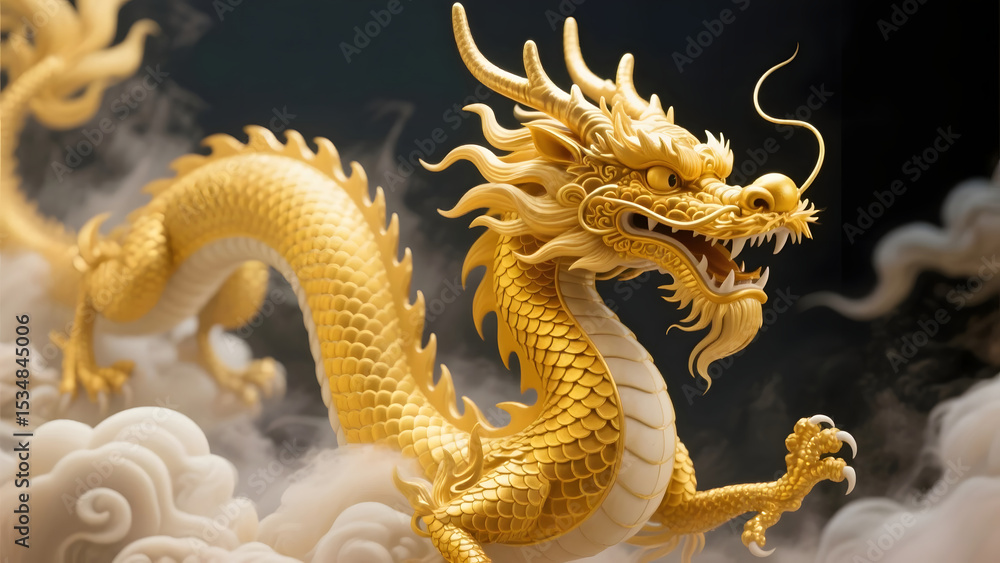 Fototapeta premium Traditional Chinese Dragon in Spring Festival Visual Poster