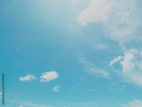 Bue sky filled with bright white clouds