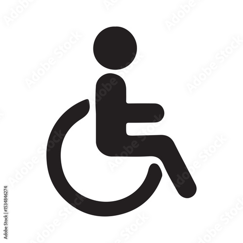 Ill person icon illustration with wheel chair silhouette vector art.