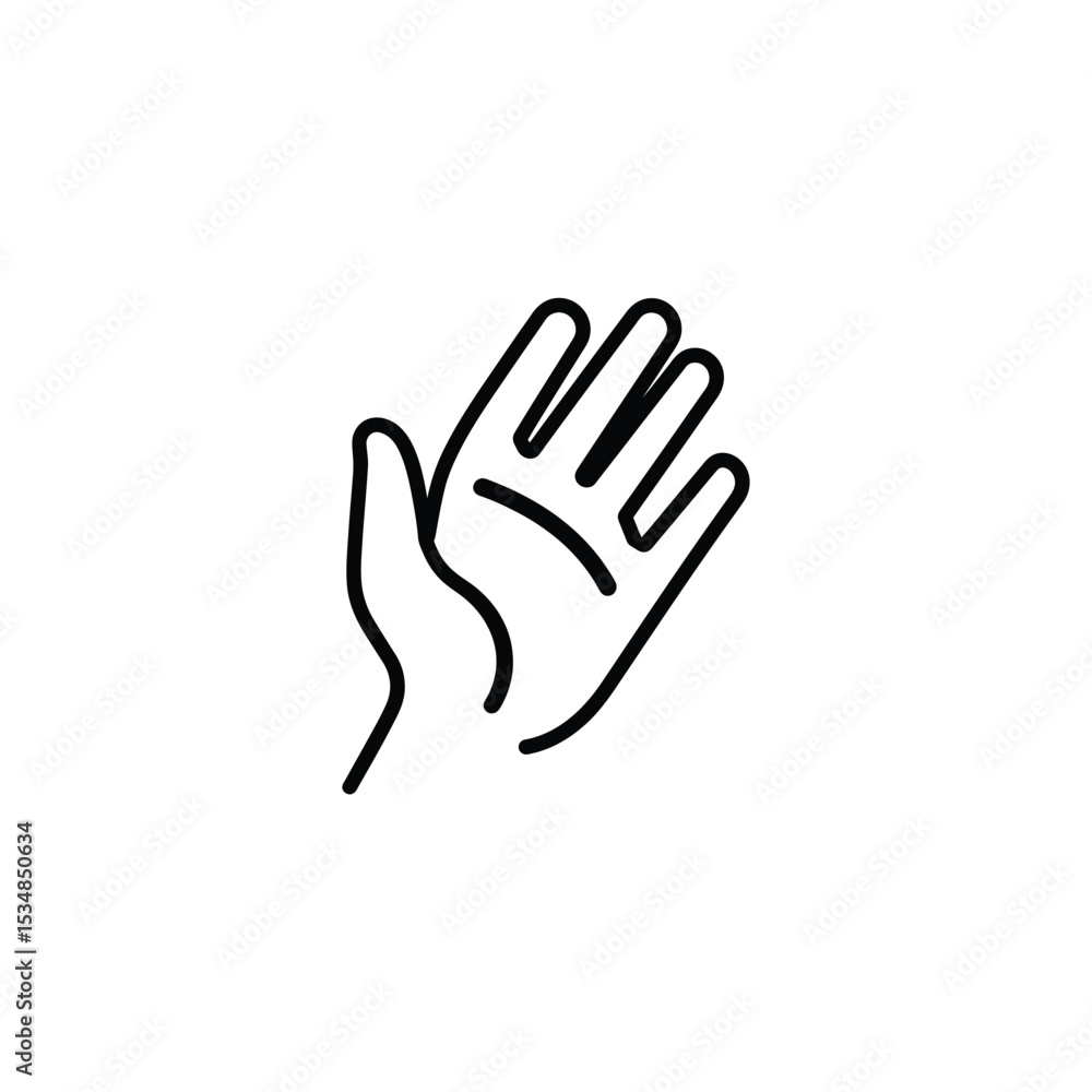 Minimalist Hand Outline Showing Fingers and Palm on White Background Minimalist Hand Outline Showing Fingers and Palm on White Background