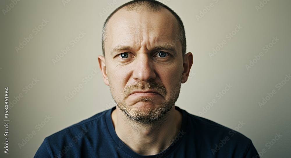 Portrait of a Sad Man, Disappointment and Melancholy in a Close-Up Shot Portrait of a Sad Man, Disappointment and Melancholy in a Close-Up Shot