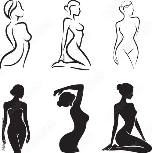 Elegant female body silhouettes collection art. eps-10
