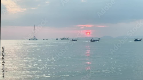 The sun dyed the sea red