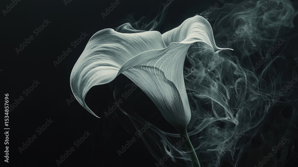 Fototapeta premium A pale flower amidst swirling smoke.