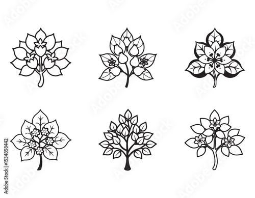 a pear tree flower icon with clustered white petal