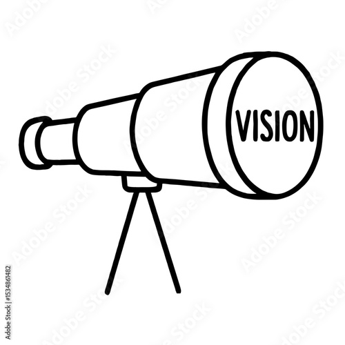 Telescope with vision text — represents business foresight and strategic planning