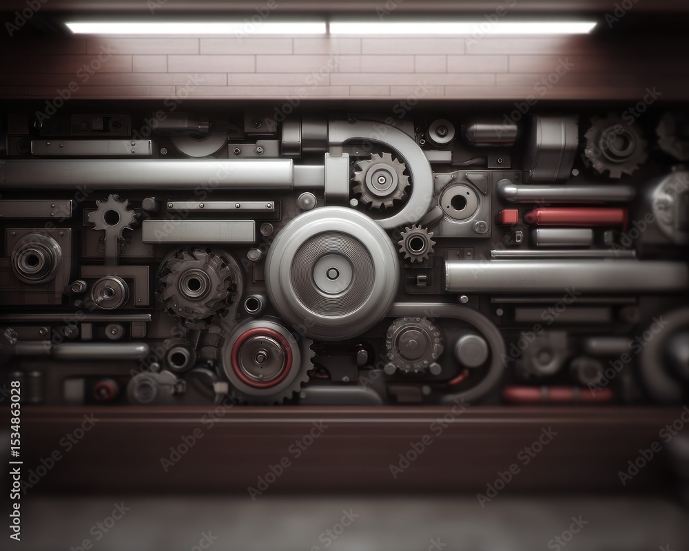 Fototapeta premium Industrial machinery parts wall art
