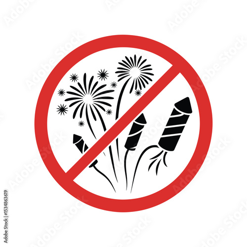 No Fireworks Sign - Safety and Prohibition Symbol