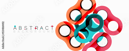 Modern abstract design features colorful overlapping circles. Bright hues create dynamic visual texture. Simple, clean aesthetic.