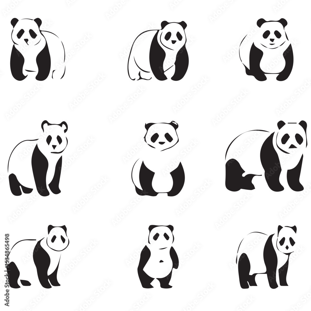 Naklejka premium set of panda