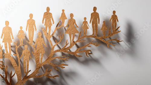 A tree with figures representing family and ancestry, symbolizing a lineage 