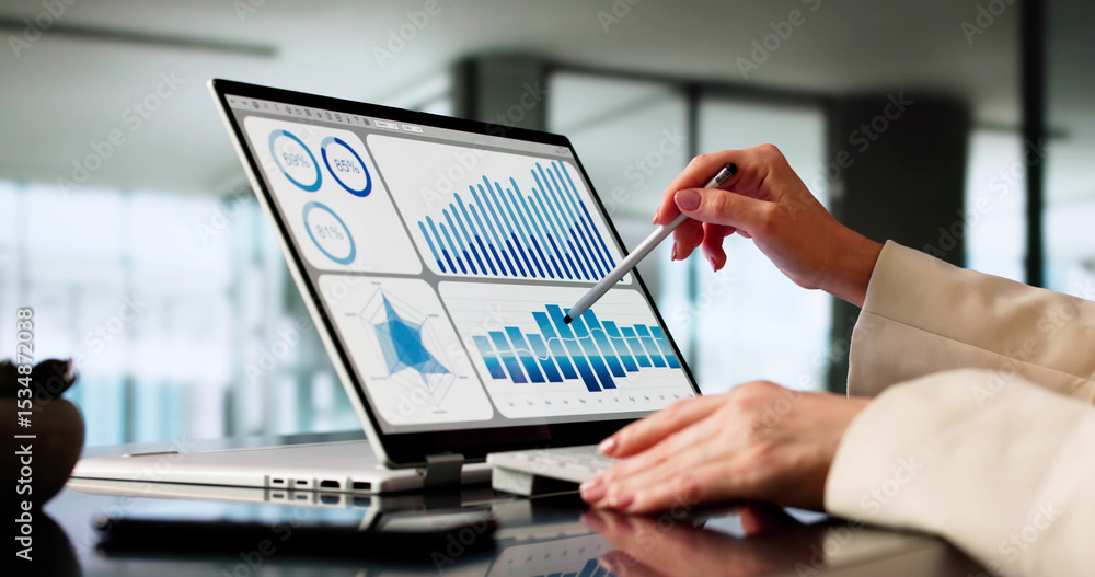 Fototapeta premium Female Data Analyst Leveraging Technology