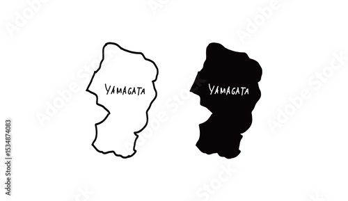 シンプルな山形県の地図の手書きベクターイラスト2