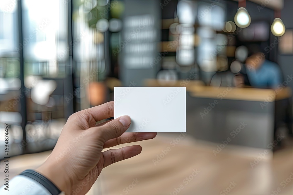 Flawless Picture of Hand Holding Business Card in Office Environment Flawless Picture of Hand Holding Business Card in Office Environment