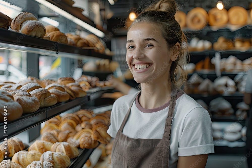 Premium Quality Picture of Smiling Female Baker Serving a Customer in Retail Shop Premium Quality Picture of Smiling Female Baker Serving a Customer in Retail Shop