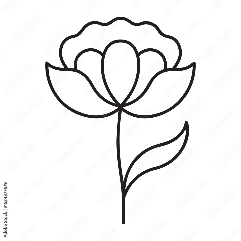 Obraz premium a poppy flower icon with a delicate wavy petal