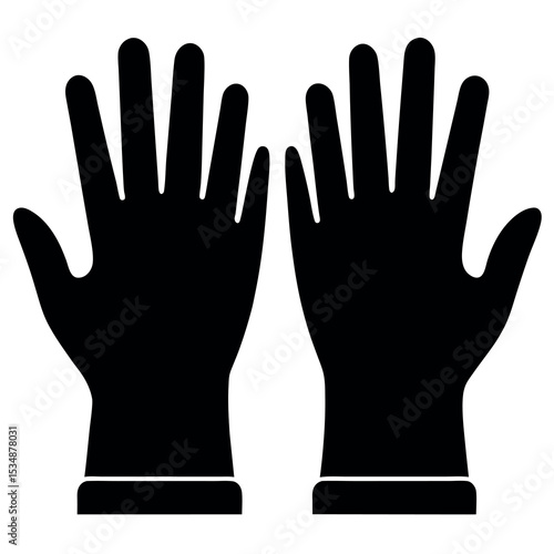Pair of Protective Gloves Silhouette Icon - Safety, Hygiene, Medical, Cleaning, or Work Gear Vector