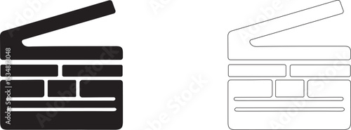Movie maker icon. Clapperboard vector template.