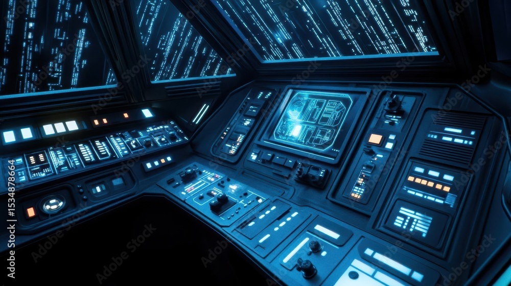 Obraz premium Futuristic Spaceship Cockpit Interface