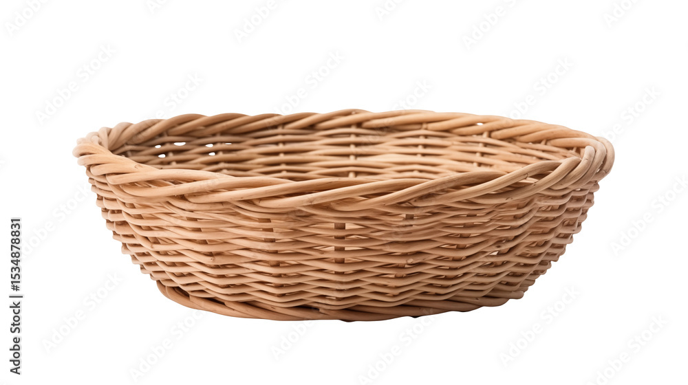 Wicker basket empty woven storage container decorative bowl round light brown isolated background photography Wicker basket empty woven storage container decorative bowl round light brown isolated background photography