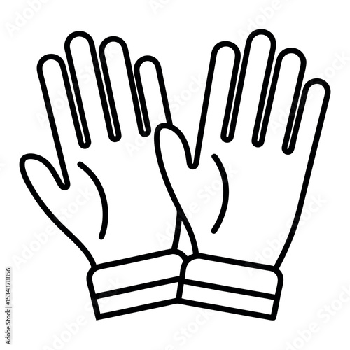 Pair of Medical Examination Gloves Outline Icon - Healthcare, Safety, Hygiene, and Protection Symbol