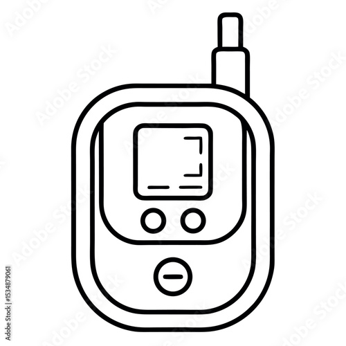 Portable Glucose Meter Outline Icon - Diabetes Blood Sugar Testing, Health Care, and Medical Device