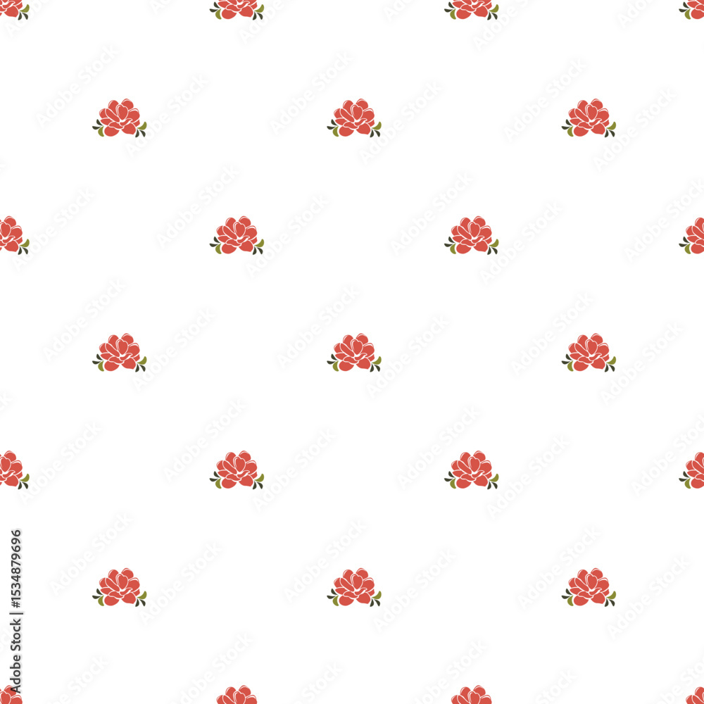 custom made wallpaper toronto digitalSeamless Pattern with Red Floral Motifs on White Background