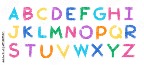 A-Z vector alphabet, hand written with a brush design, letters isolated on white background 