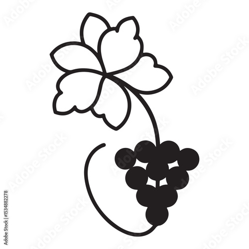 black and white grapes  grapevine flower icon with tiny greenish blooms