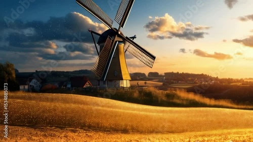 windmill in the evening